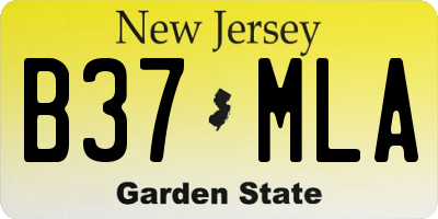 NJ license plate B37MLA