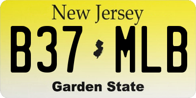 NJ license plate B37MLB