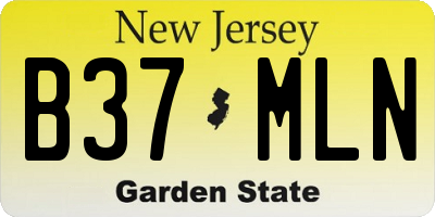NJ license plate B37MLN