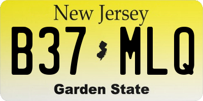 NJ license plate B37MLQ