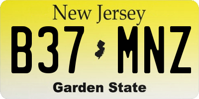 NJ license plate B37MNZ