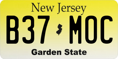 NJ license plate B37MOC