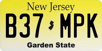 NJ license plate B37MPK