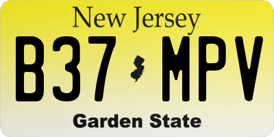 NJ license plate B37MPV