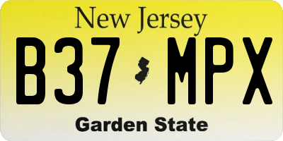NJ license plate B37MPX