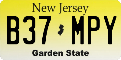 NJ license plate B37MPY