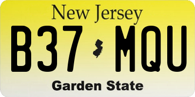 NJ license plate B37MQU