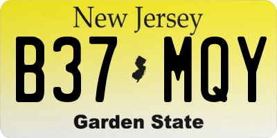 NJ license plate B37MQY