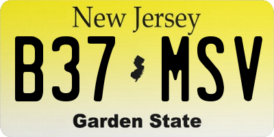 NJ license plate B37MSV