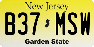NJ license plate B37MSW