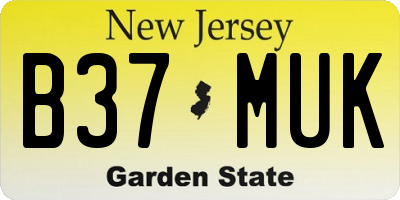 NJ license plate B37MUK