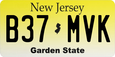 NJ license plate B37MVK