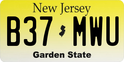 NJ license plate B37MWU