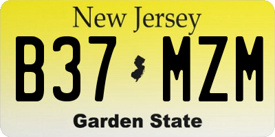 NJ license plate B37MZM