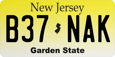 NJ license plate B37NAK