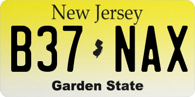 NJ license plate B37NAX