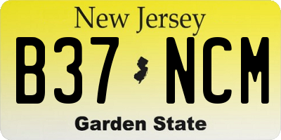 NJ license plate B37NCM