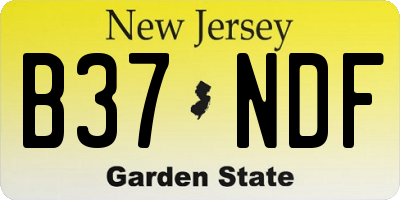NJ license plate B37NDF