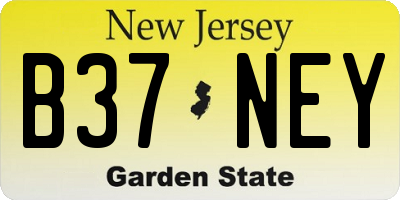NJ license plate B37NEY
