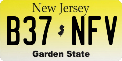 NJ license plate B37NFV
