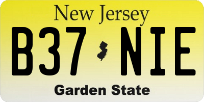 NJ license plate B37NIE