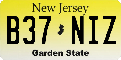 NJ license plate B37NIZ