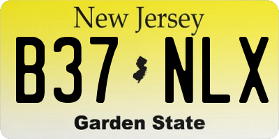 NJ license plate B37NLX