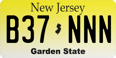 NJ license plate B37NNN