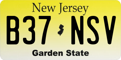 NJ license plate B37NSV