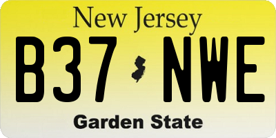 NJ license plate B37NWE
