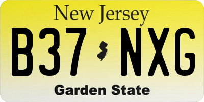NJ license plate B37NXG