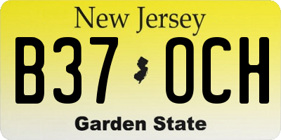 NJ license plate B37OCH