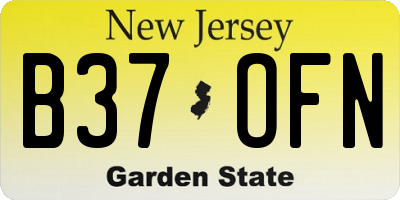 NJ license plate B37OFN