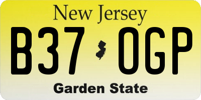 NJ license plate B37OGP