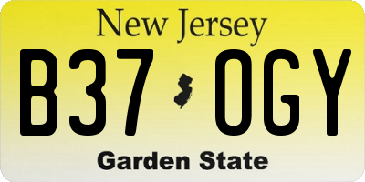 NJ license plate B37OGY