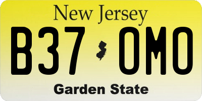 NJ license plate B37OMO