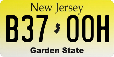 NJ license plate B37OOH
