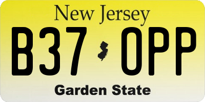 NJ license plate B37OPP