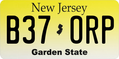 NJ license plate B37ORP