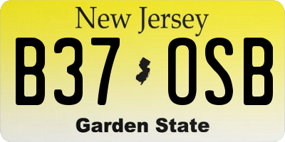 NJ license plate B37OSB