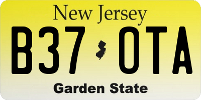 NJ license plate B37OTA