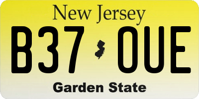 NJ license plate B37OUE