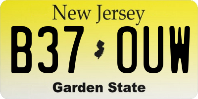 NJ license plate B37OUW
