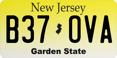 NJ license plate B37OVA