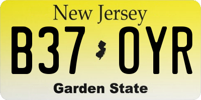 NJ license plate B37OYR