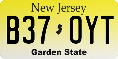 NJ license plate B37OYT