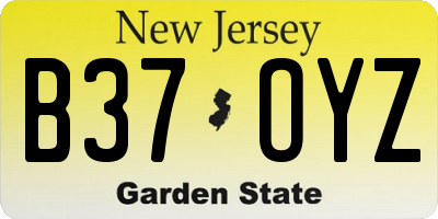 NJ license plate B37OYZ