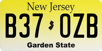 NJ license plate B37OZB