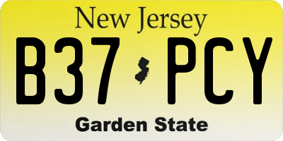 NJ license plate B37PCY