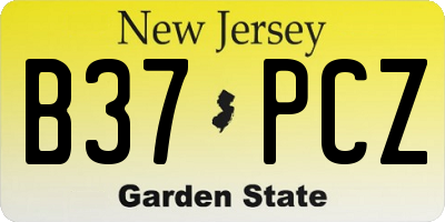 NJ license plate B37PCZ